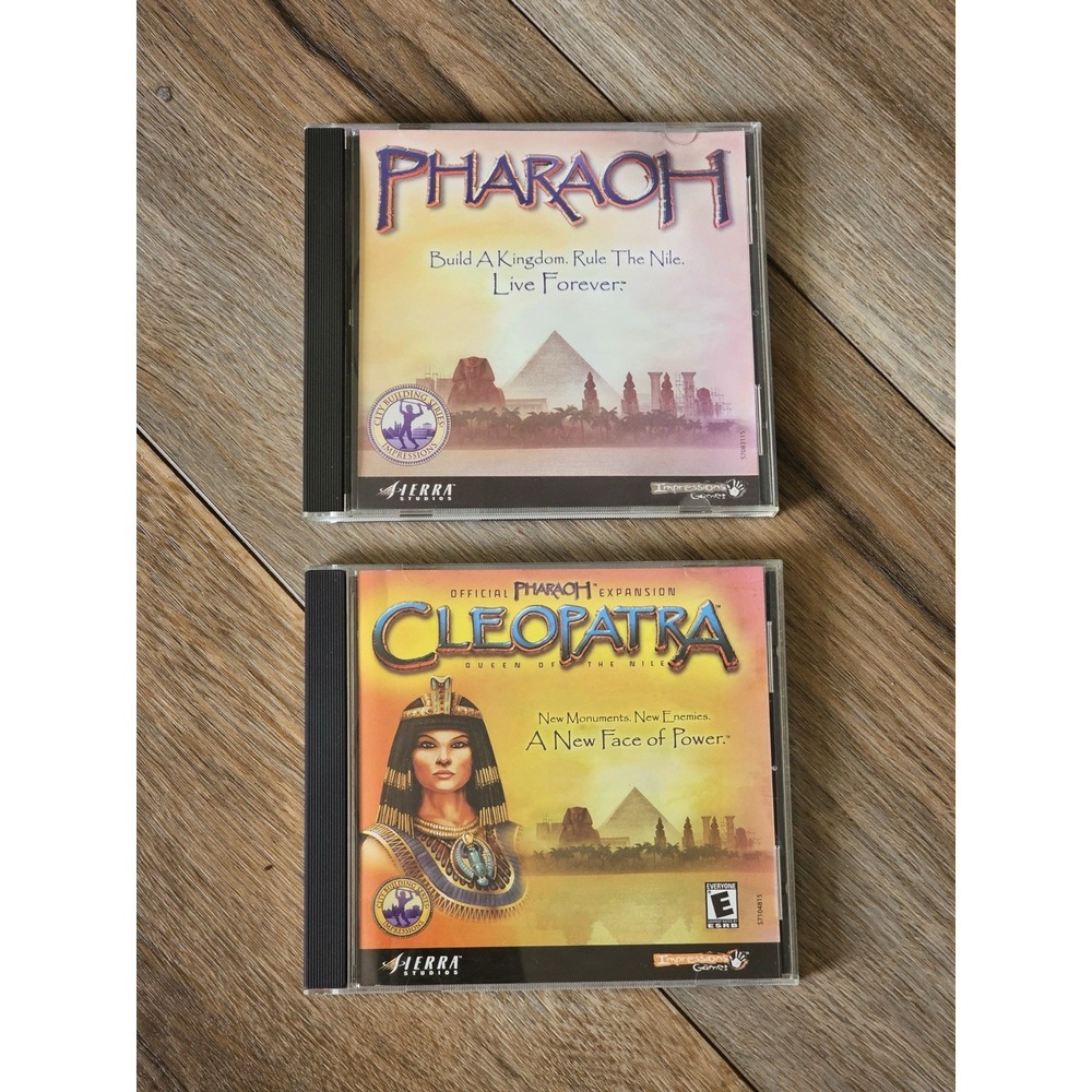 Pharaoh and Cleopatra PC Game Lot Retro Sierra Studios Expansion Jewel Case 2 CD